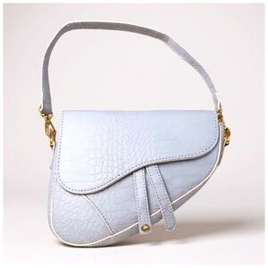 HDE Women's Saddle Shoulder Bag PU Leather Crossbody Purse - White Crocodile